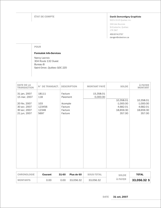SAGE 50 | ÉTAT DE COMPTE | # M5SE25X-5