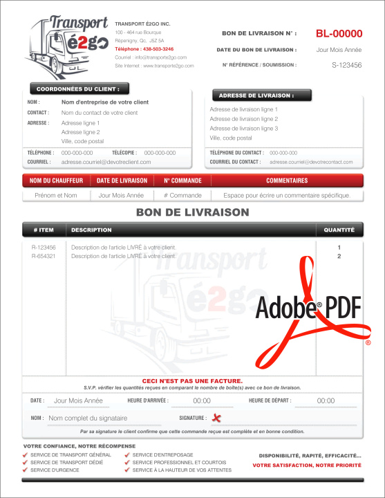 PDF | BON DE LIVRAISON | # P-M1TR01-1