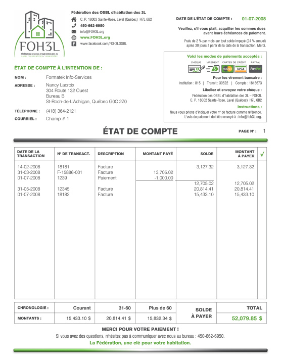 SAGE 50 | ÉTAT DE COMPTE | # M5SE18X-2