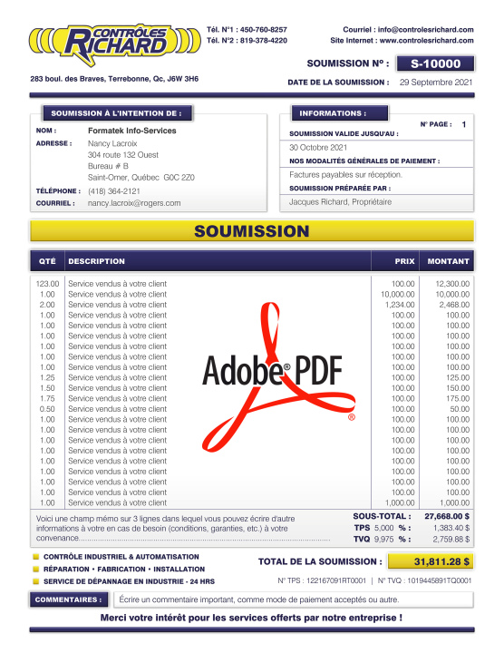 PDF | SOUMISSION | # P-M1DU01-1