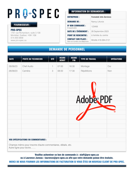 PDF | BON DE COMMANDE - CLIENT | # P-M1SE02-1