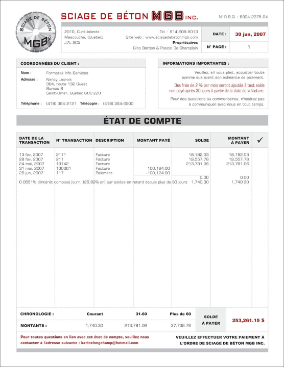 SAGE 50 | ÉTAT DE COMPTE | # M3CT02-2