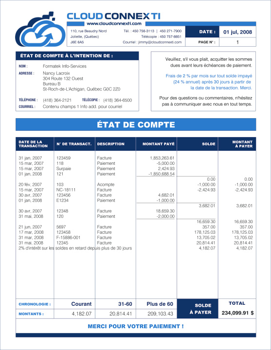 SAGE 50 | ÉTAT DE COMPTE | # M3TE01-5