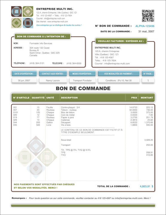 SAGE 50 | BON COMMANDE | # M2DE02-6