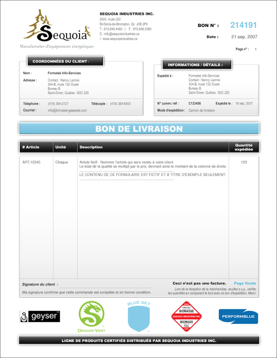SAGE 50 | BON D'EXPÉDITION (PACKING SLIP) | # M1DE01-3