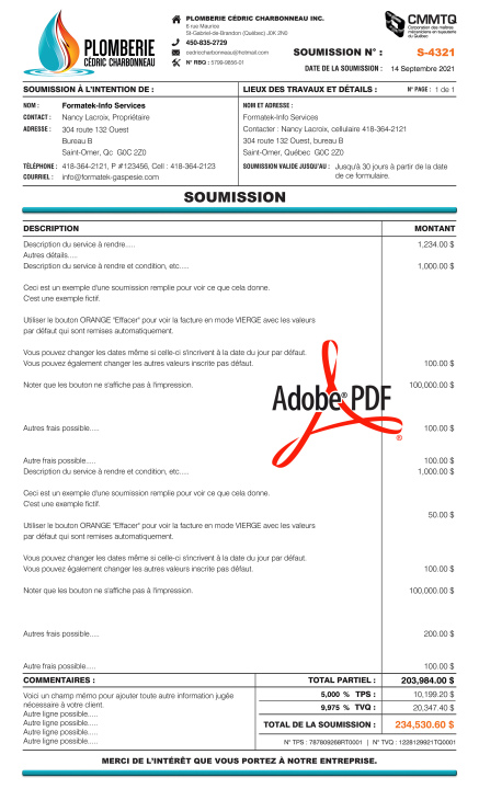 PDF | SOUMISSION - FORMAT LÉGAL | # P-M5CT03-3