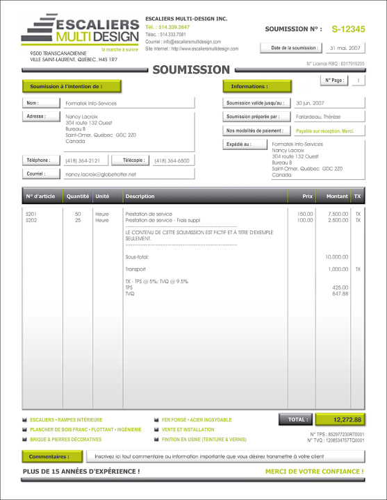 SAGE 50 | SOUMISSION | # M1DE03-3